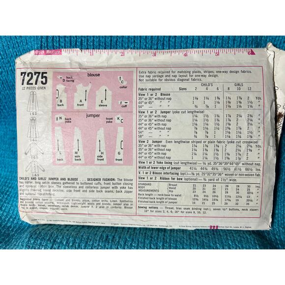 Simplicity 7275 Sewing girls Aline dress blouse 1960s size 4 - Picture 3 of 5